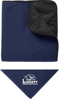 Fleece & Poly Travel Blanket, Navy/Black
